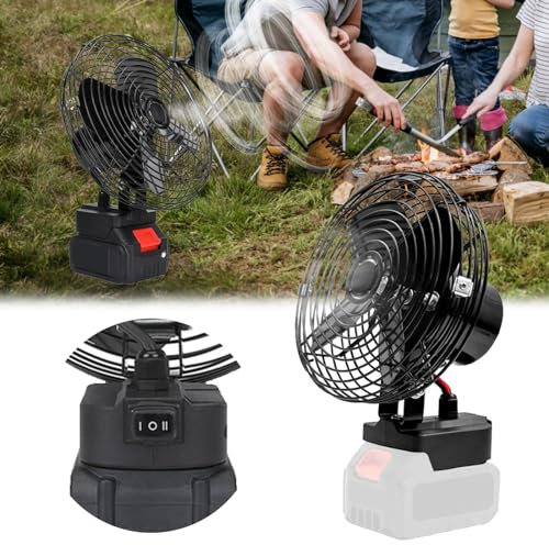 Aisny Tischventilator 21V, Kabelloser Ventilator 2 Geschwindigkeiten Starker Wind Lüfter 1500-2500r/min Desktop Ventilator Leise Table Fan für Picknick Reisen Camping Angeln, Keine Batterie