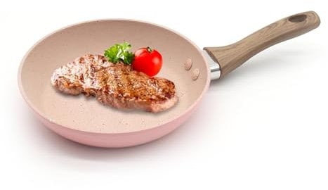 JDBlissful Frying Pan 16 cm, Pan Coated with Real Stone Particles, Coated Pan, Nonstick Frying Pan, Frying and Universal Pans Made of Cast Aluminium (Mini Pan (Pink))