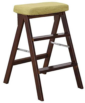 Taburete De Escalada Para Interiores, Taburete De Escalera De Madera De 3 Escalones, Taburete Plegable, Sillas De Escalera, Silla Multifuncional Para Cocina, Oficina, Escalera Instantánea/Gris (Verde