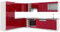 Vicco Eckküche Fame-Line, Bordeaux Hochglanz/Weiß, 257 x 60 cm, AP Marmor
