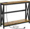 HOMCOM Consolle da Ingresso con Prese di Corrente e USB, Tavolino Salvaspazio a 2 Livelli in Stile Industriale in Legno e Acciaio, 100x24x75cm, Marrone