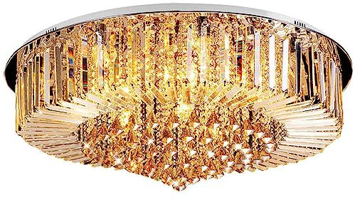 Dettchan Kristall Kronleuchter, Premium 9-Lichter E14 Luxus Deckenleuchte Pendelleuchte Beleuchtung mit 3 Farbwechsel, für Wohnzimmer Schlafzimmer Flur Beleuchtung 60 * 27cm