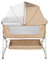 HUOLE 3 in 1 Beistellbett, Reisebett Baby mit Matratze, Babybett 6 Fach höhenverstellbar mit Aufbe, tragbarer Stubenwagen mit Rollen für Baby bis 36 Monaten-92 * 52 * 106-118cm – gebrochenes Weiß