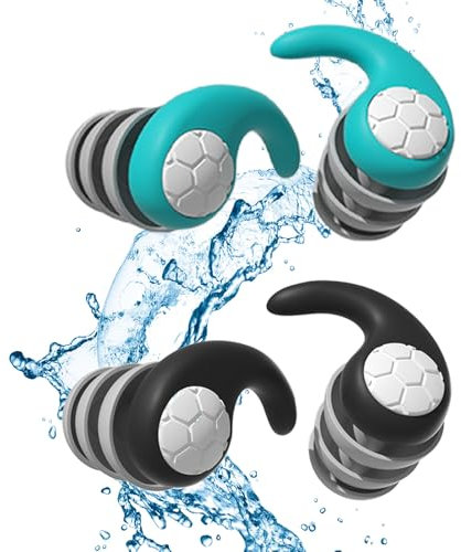 2 Pairs Waterproof Swimming Ear Plugs for Adults Soft Silicone Swim Earplugs Reusable Perfect for Pool, Diving, Showering, Surfing