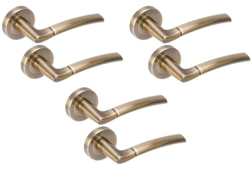 HANDLEZONE® 3 Sets Neemo Lever On Round Rose Door Handles, Internal Passage Latch Handles - Antique Bronze