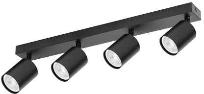 Zedelmaier Deckenstrahler LED Deckenlampe 4 Flammig GU10 Modern Spotbalken Deckenspot Schwenkbar für Wohnzimmer Schlafzimmer Arbeitszimmer ohne Leuchtmittel Schwarz