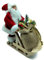 AC - Figura de Papa Noel en Trineo de Nieve - Fabricado en Poliéster y Madera - Artículo Decorativo para Navidad - 23 x 10 x 19 cm