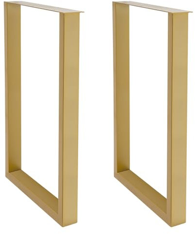 Begoniape 2 Stück Metall Tischbeine 50 * 7 * 71cm Tischkufen Möbelfüße Tischgestell Gold, mit 4 Gummipuffer, für Esstisch Schreibtisch Sitzbank DIY Esstisch Couchtisch