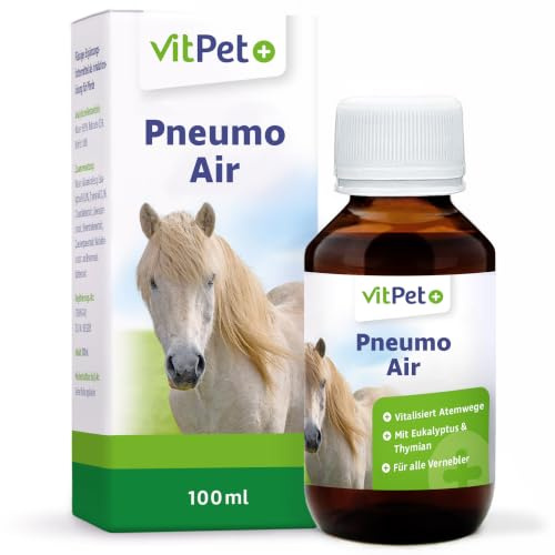 VitPet+ PneumoAir | Inhalationslösung Pferd | bei Husten | für Vernebler | Mit Eukalyptus & Thymian – schleimlösend, für freie Atemwege & Bronchien – geeignet für alle Vernebler – 100 ml