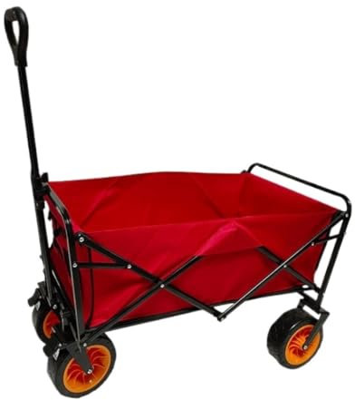 Strand-Camping-Trolley für Outdoor, Offroad-Rad, Einkaufen und Camping, roter Stallwagen für Camper.