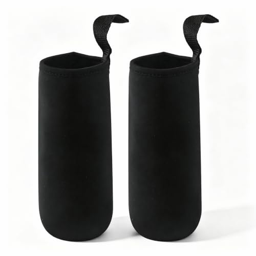 HOgardenME 2 contenitori termici in gomma, 1000 ml, custodia termica per bottiglie, manicotto in neoprene, isolante, per sport all'aria aperta (1000 ml, nero)