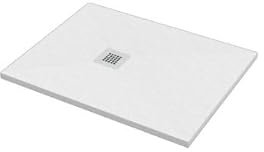 Piatto DocciA Bianco a Serie Stone Plu 90X70 con Piletta in acciaio in Marmoresina.