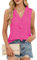 ROFUSSO Débardeurs pour Femmes Chemisiers sans Manches à Col en V Débardeur D'été Elégant Chemise d'affaires Tendance(Rose,XL)