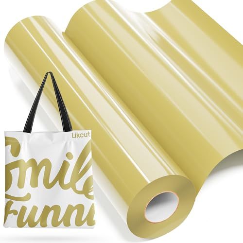 LIKCUT Plotterfolie Textil Mattes Gold, 30,5 cm x 6,1 m | Flexfolie für Plotter, Bügelfolie für Textilien & DIY-Shirts. Leicht zu schneiden & entgittern