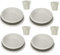 Set Piatti e Bicchieri in Plastica Dura per 4 Persone 8 Piatti 4 Bicchieri Colore bianco panna Perfetto per Campeggio, Camper e Roulotte gite montagna mare