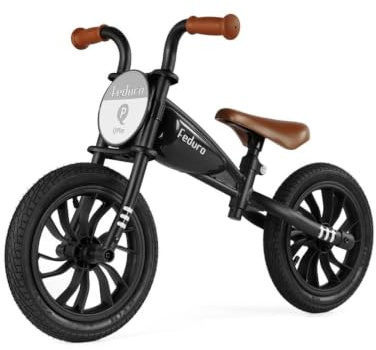 QPLAY Balance Bike Feduro Laufrad für Kinder von 3 bis 6 Jahren, Balance Bike mit höhenverstellbarem Sattel, 12 Zoll All Terrain Luftkammerräder, bis 30 kg