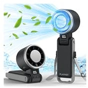 PlayHot Portable Handheld Turbo Fan with Ice Cooling, Rechargeable Personal Fan, Up tp 12Hrs Cooling, 5 Speed 25550RPM Powerful Portable Fan for Travel, Outdoor, Camping, Hiking (Black)