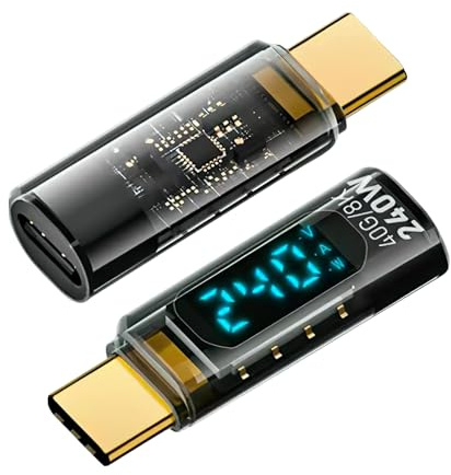Ouitble 240W USB C Adapter Tester 40Gbps USB C auf USB C Messgerät mit LED Display, Typ C 4.0 Stecker auf Buchse Verlängerungsstecker für Schnellladung 8K 60Hz-Video OTG (1 Stück)