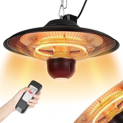 Jaxguom 2x Deckenheizstrahler, Deckenheizstrahler Outdoor 1500/2000W,mit 2 Heizstufen,Fernbedienung,Heizstrahler Terrasse Hängend,Decken Heizstrahler IP24 Wasserdicht
