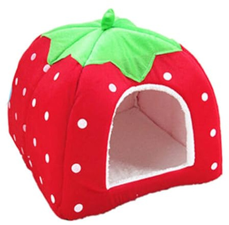 Lonrtesw Dog Kennel Dog Fashion Mat Basket Soft Strawberry Pet Dog Cat House Pet Tent Dog House Small Dog Kitten Bed Cat House S