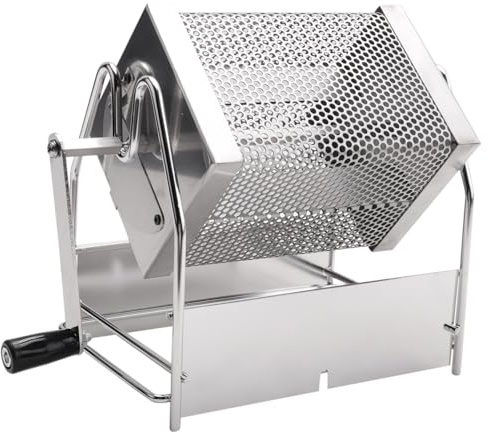 Flaroey Tostador manual de café de acero inoxidable tipo tambor tostador de granos de café tostador para granos, frijoles, cacahuetes y nueces