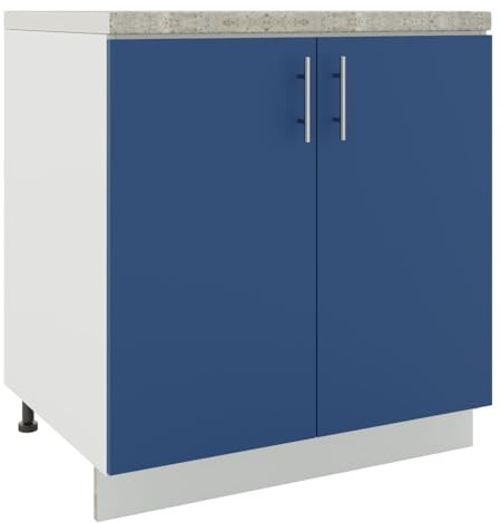 JD Greta Adjustable Kitchen Base Unit - 800mm - Base Cabinet with Doors & Worktop - Navy Matt