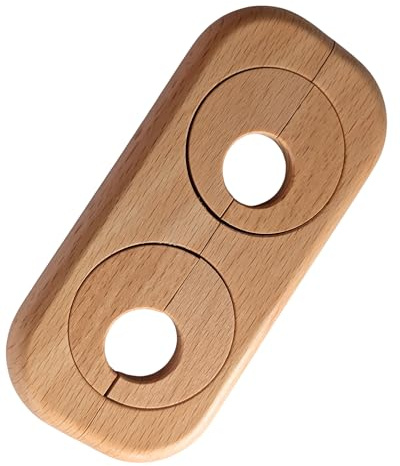 Gedotec Heizkörper Doppelrosette Buche – Bohrung 23 mm – variabler Rohrabstand 41–66 mm – 122 x 58 mm – Holz lackiert – Rohrabdeckung, Heizungsrosette – Made in Austria (Buche 23 mm)