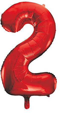 Red Number 2 Shaped Large Foil Balloon (86cm) 1 Piece - Perfect for Birthday Parties and Special Events