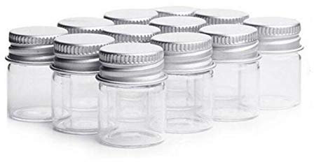 erioctry 5ml Clear Glass Bottles with Aluminum Screw Top - 12pcs (30x22mm, 5ml Capacity) - Wedding Favors, Decorations, Jewelry Accessories