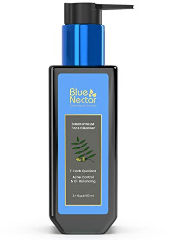 Blue Nectar Vitamin C Face Wash for Women and Men | Face Wash for Acne & Pimple with Neem & Honey | Natural Cleanser for Face with Ayurvedic Herbs (11 Herbs, 100 ml)