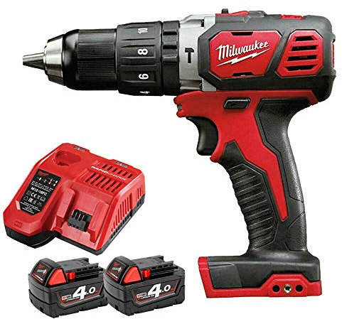 Milwaukee M18BPD-0 18V Cordless Combi Hammer Drill with 2 x 4.0Ah Batteries & Charger