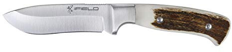 iFIELD Cuchillo de Caza Deportivo Workout EL29110, Hoja de 10,3 cm MOVA Satinado, virola de Acero INOX, con Funda Negra de Piel, Herramienta de Camping para Pesca, Caza, Actividad Deportiva