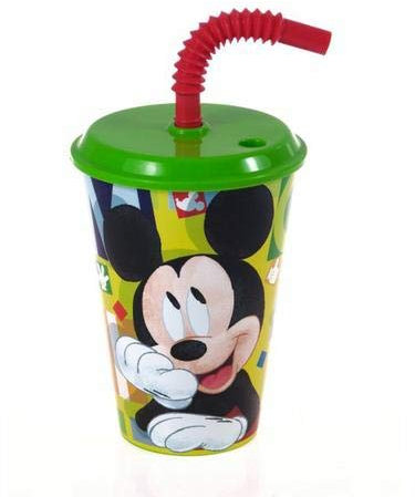 Vaso con pajita Mickey 15 x 9