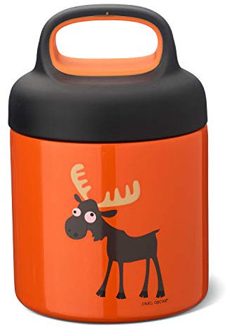 Carl Oscar Kleine Isolierflasche für Suppe, Obstsalat, Nudeln etc. für Kinder, aus Edelstahl, doppelwandig, Orange, Ø 8,7 x 13,5 cm, 0,3 l