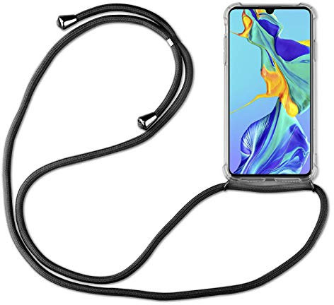 betterfon Hülle Kompatibel mit Huawei P30 Lite | Handykette Smartphone Halskette Hülle mit Band | Handyhülle mit Kordel zum Umhängen Kompatibel für P30 Lite | Schwarz