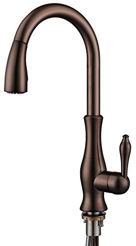 WRISCG Robinet Évier Cuisine Vintage Pivotant à 360° Mitigeur Cuisine avec Douchette Extractible et Pulvérisateur Double Fonction, pour éviers de Cuisine, Froid & Chaud Disponible Laiton Robinet,A