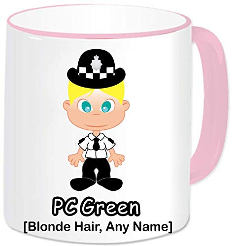 Female Police Mug - Personalised Police Gifts - Add Name and Text - Police Officer Policewoman Novelty Presents Idea (Blonde Hair)