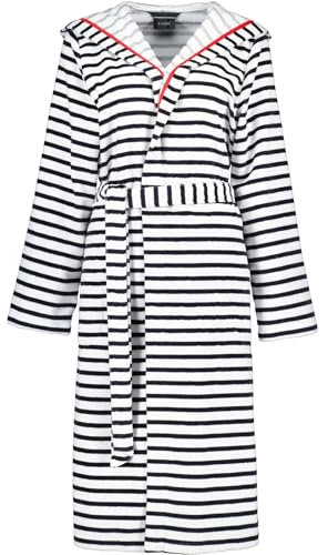 Cawö Home Bademäntel Damen Kapuze Streifen 1243 schwarz-weiß - 96 XL