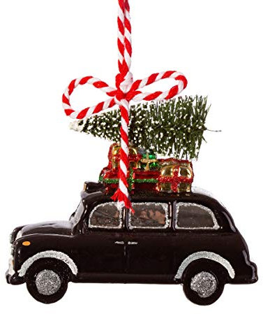 Sass & Belle London Weihnachtskugel in Form eines schwarzen Taxis, Schwarz