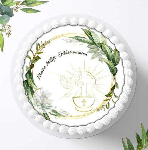 Zur Kommunion für deine Torten, Zuckerbild, Essbares Foto für Torten, Fondant, Tortenaufleger Ø 20cm, 0172c