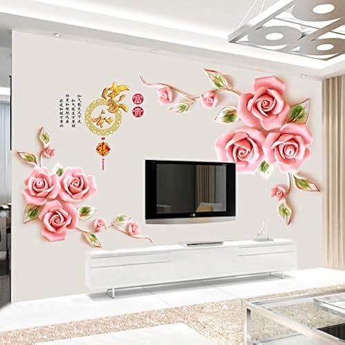 COVPAW® Wandtattoo Wandaufkleber XXL Rosen Rosa Rose Blumen Wandsticker Wandbild Bilder Wohnzimmer Schlafzimmer Deco