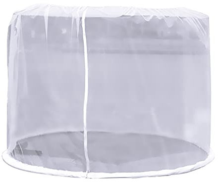 MISNODE Moustiquaire pour parasol de terrasse d'extérieur de 2,4 m avec porte à fermeture éclair et filet en maille de polyester réglable à suspendre pour parasol d'extérieur (blanc), blanc, L