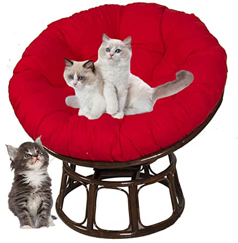 SRHWBF Papasan Kissen Sitzkissen Im Freien Hängesessel Kissen Krabbeldecke Für Rattan Hängeschaukel Ei Hängesessel für Drehsessel Korbsessel Balkonstuhl (NUR Kissen) (Red Ø40cm/15.7 in)