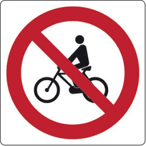 NEW CARTELLO SEGNALETICO QUADRATO - vietato il transito alle biciclette - Adesivo Extra Resistente, Pannello in Forex, Pannello In Alluminio (PANNELLO IN ALLUMINIO 10X10 CM)