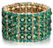 EVER FAITH Pulsera Brazalete Elástico Mujer Cristal Austríaco Boda Elegante 3 Vuelta Verde Tono Dorado