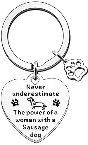 JETTOP Cadeau de chien saucisse pour femme – Cadeau d'anniversaire ou de Noël pour les amateurs de chiens saucisses – Ne sousestimez jamais la puissance d'une femme avec un chien saucisse, Argenté.,