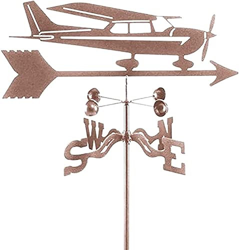 QHYXT Wetterhahn/Wetterfahne, Flugzeug, Berggarten, Hofdekoration, Nostalgie-Wand, Wetterhahn, Flugzeug, Gartendekoration, Windrad aus Eisen, langlebiger Retro-Bauernhof-Gartenpfahl
