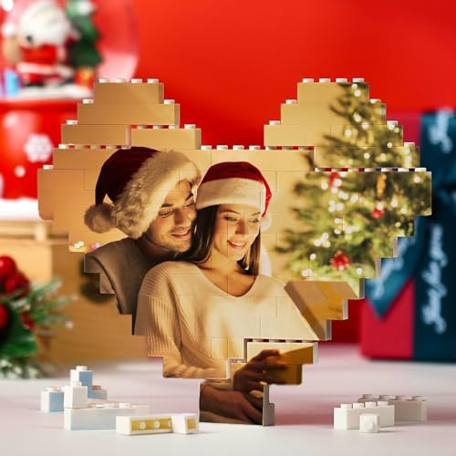 VEELU Personalisierte Bausteine mit Foto Puzzle mit Eigenem Bild Quadrat Geformt Bausteine Benutzerdefiniertes Bild Geschenk für Ihn, Sie, Paare, Frau, Männer