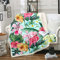 Homewish Rosa Flamingo Decke 75x100 für Mädchen Frauen Tropische Flamingo Wurf Decke, Grüne Botanische Palmen Blätter Druck Fleece Decke Sommer Thema Fuzzy Decke