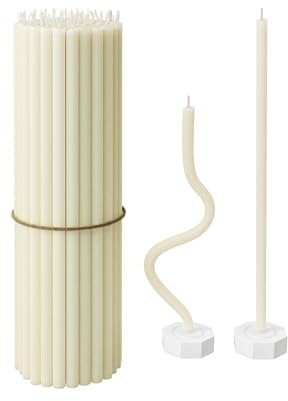 BlueBee Ritual Kerzen Bienenwachs + 2 Kerzenhalter, Orthodoxe Kerzen für Gebet Tischdeko, Hochzeit, Weihnachten, Halloween - Ungiftig, Ruß - Tropffrei, Nachhaltige Produkte, Höhe: 18cm, 40 Stck.